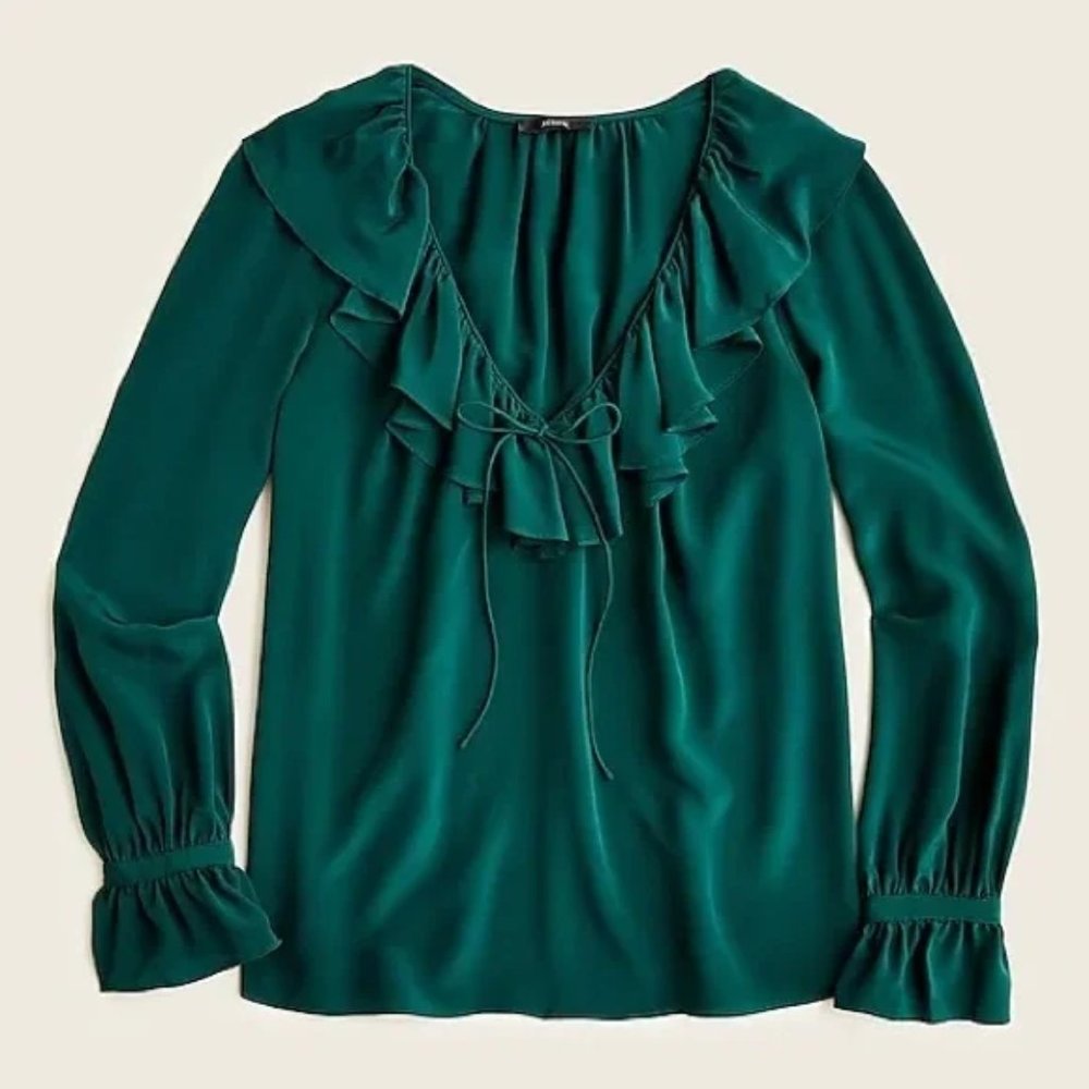 Silk ruffleneck top